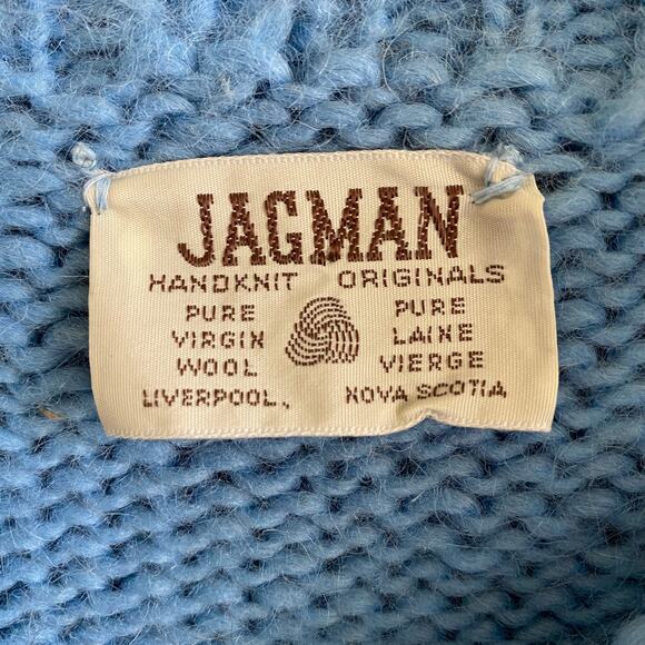 Vintage Women's JAGMAN Wool Cardigan Sweater Handknit Blue Retro Fuzzy M L XL - Picture 3 of 10
